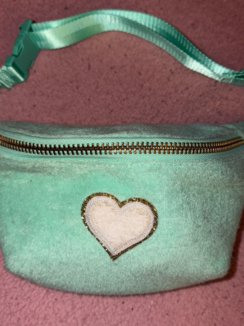 Mint Green Heart Patch Fanny Pack